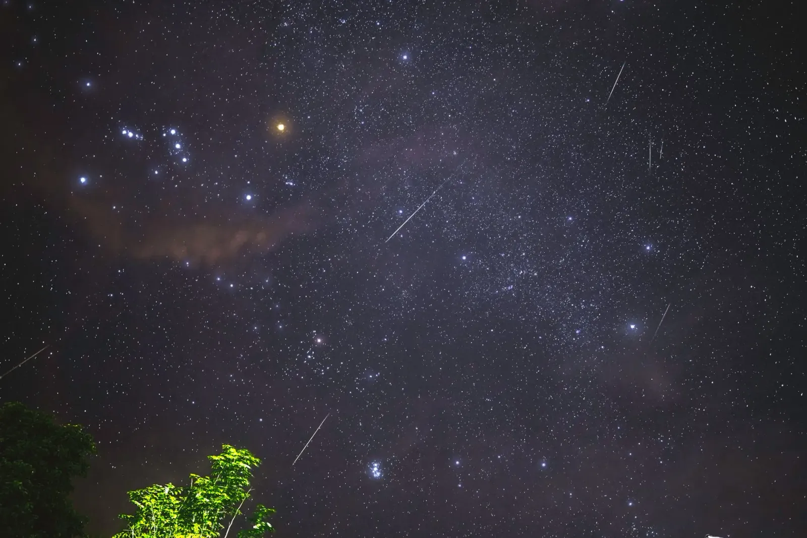 Hau haree meteor bootids iha kalan kleur ho estrela barak iha lalehan, ho luz kraik no atmosfera nakonu ho misteriu