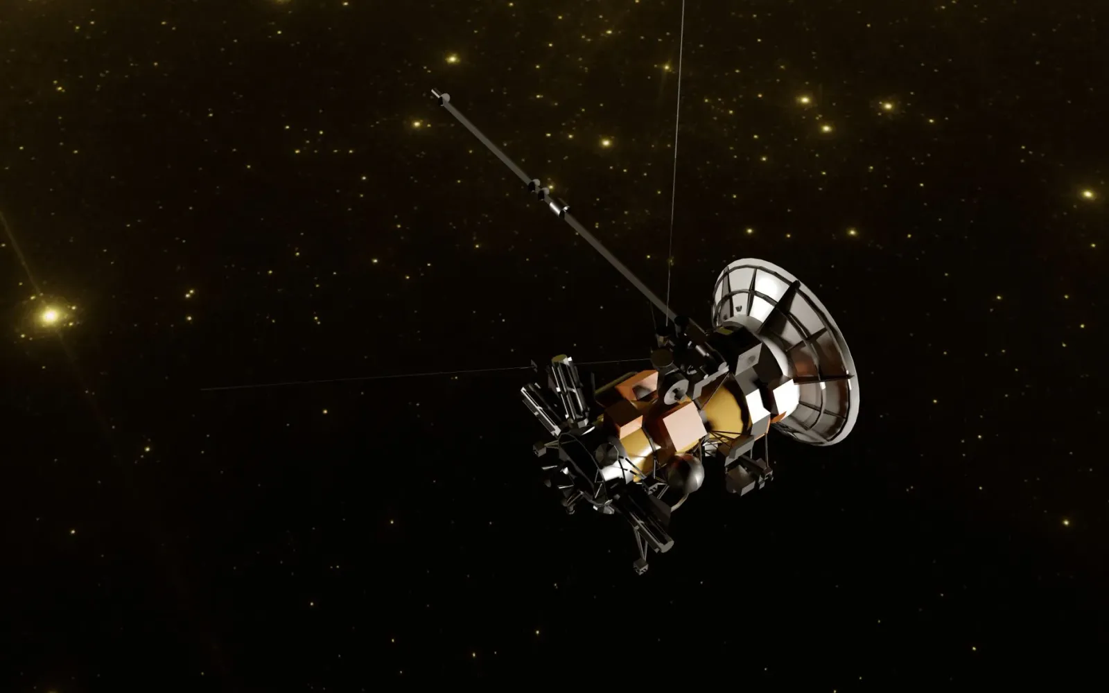 Imajen hosi satelite robotiku ne'ebé prepara atu salva telescopiu tuan iha espasu. Satelite ne'e iha brau mekániku atu hadia 