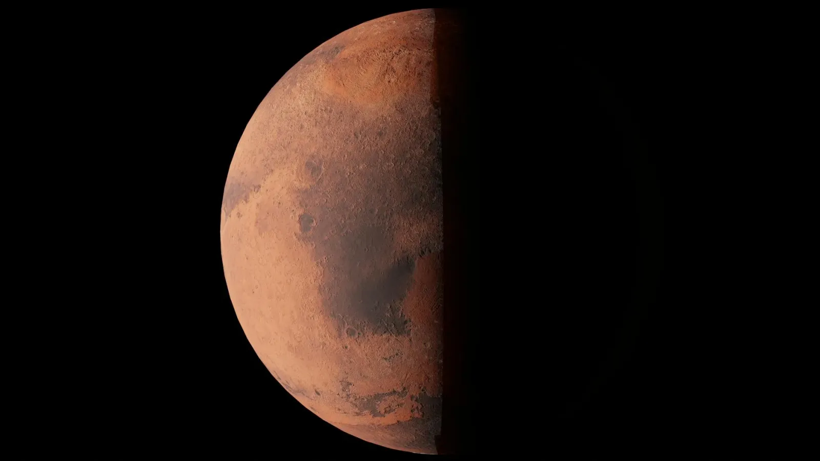 Ilustrasaun husi nave espasu MAVEN iha órbita Mars nia leet, ho planeta mean iha fundu, halo peskiza atmosfera