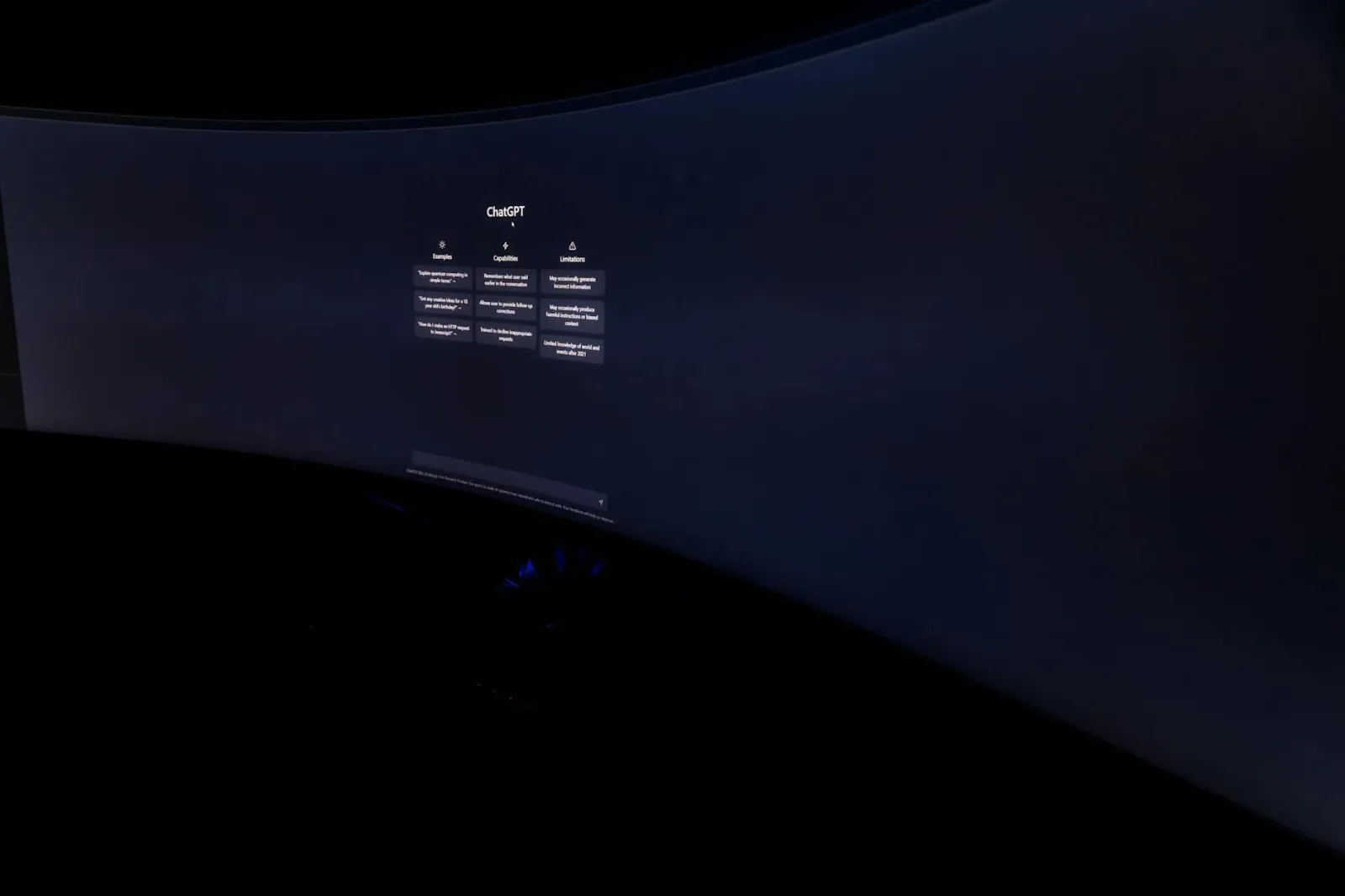Imajen hanesan teknologia entertenimentu no AI iha futuru iha sala sinema