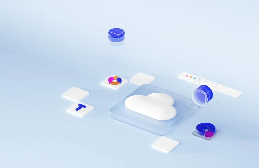Imajen ilustrativu kona-ba estratejia negosiu ho elementu cloud computing no familia servisu hamutuk iha meza ida, ho dokumen