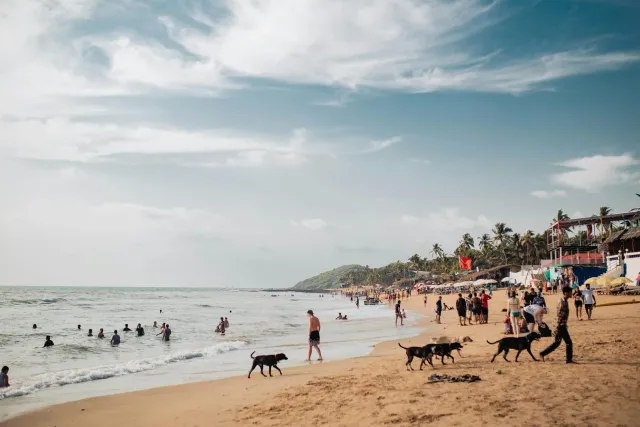 Imajen hatudu ema barak iha praia Daman durante verão, ho turista sira hala'o atividade lazer, hanesan sinal ba tendénsia tur