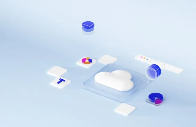 Imajen ilustrativu kona-ba estratejia negosiu ho elementu cloud computing no familia servisu hamutuk iha meza ida, ho dokumen